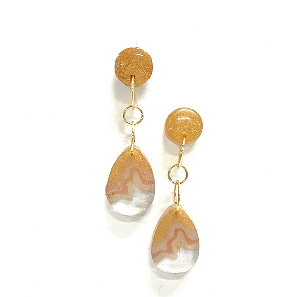 HANDMADE Tiered Metallic Dangle Fashion Earrings, Gift for Her Woman Girl - Picture 6 of 9